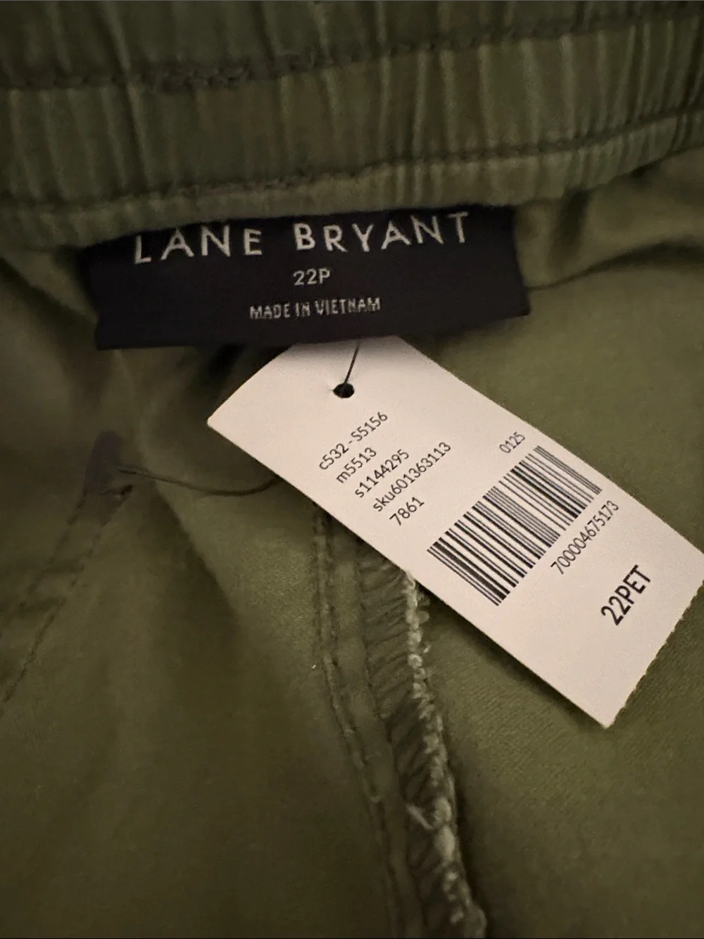 Lane Bryant Olive Drawstring Cropped Chinos